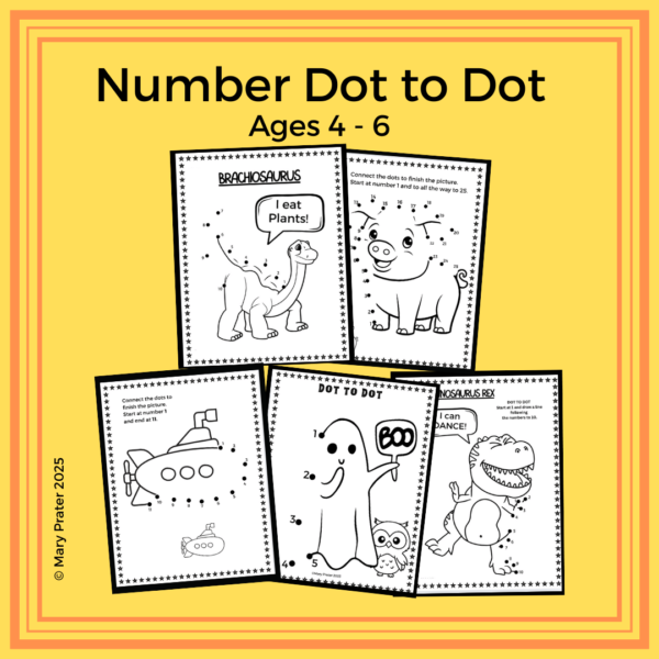 Number Dot to Dot – Set of 5 (ages 4–6)